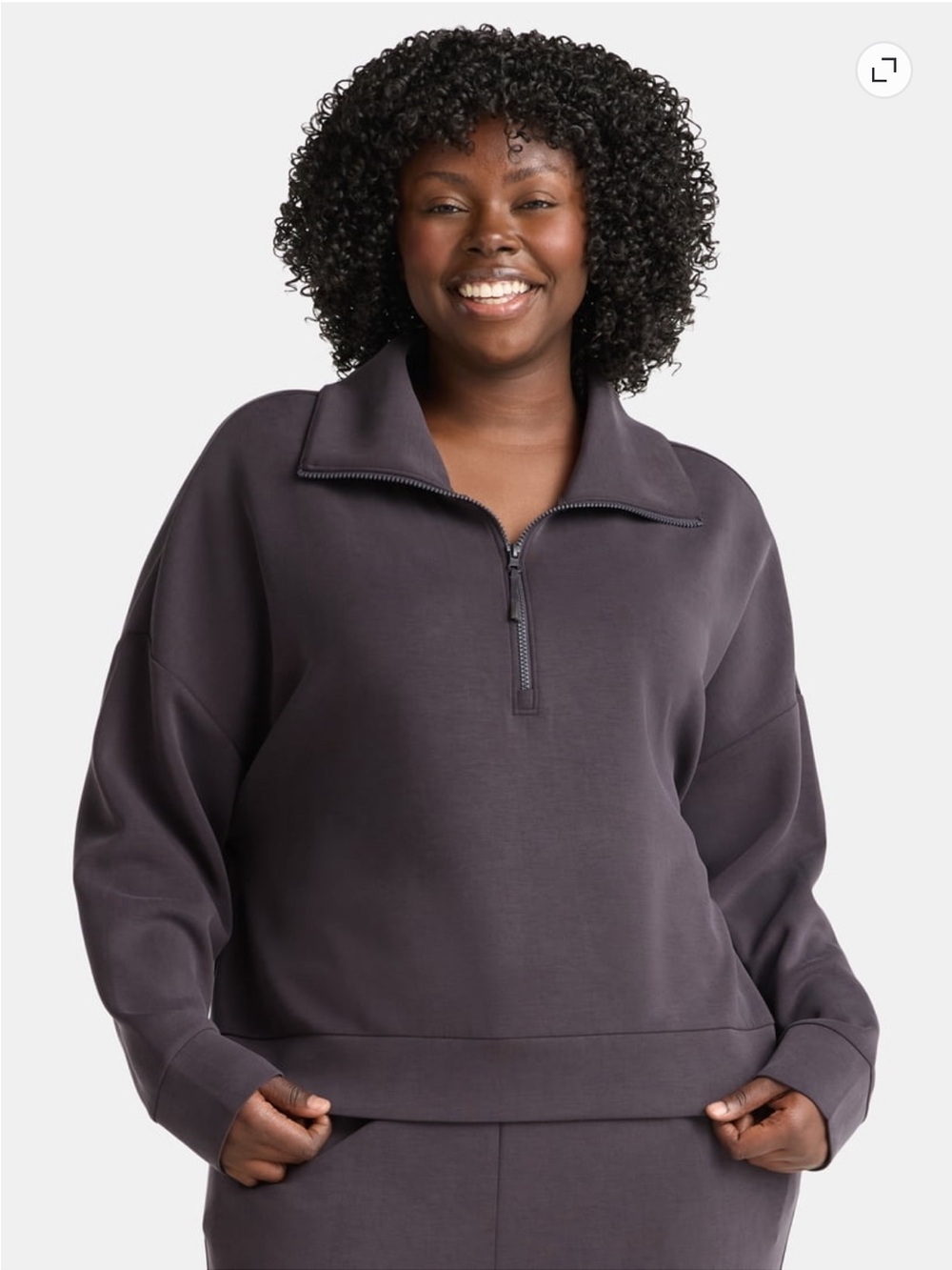 Avia Dark Gray Grey Quarter-Zip Pullover Scuba Knit - Size L